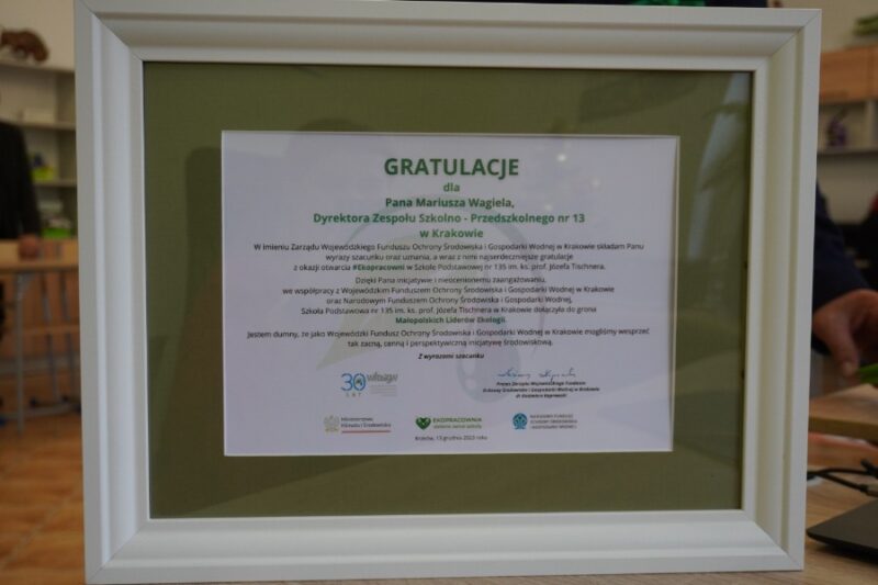 Otwarcie ekopracowni w Szkole Podstawowej nr 135 w Krakowie