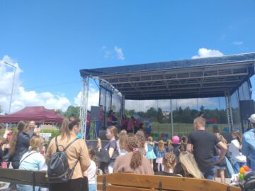 Uczestniczy pikniku przed sceną